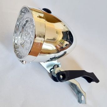 Lampa przednia RETRO 3 LED na bat.srebrna